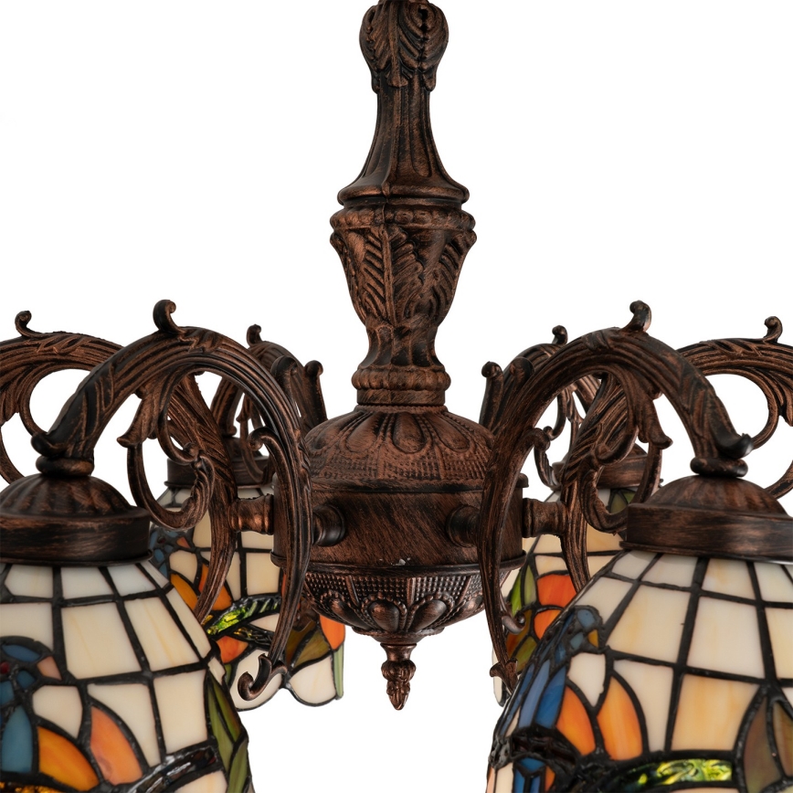 Brilagi - Lustre plafonnier Tiffany en vitrail JUNGLE 6xE27/60W/230V Ø 60 cm