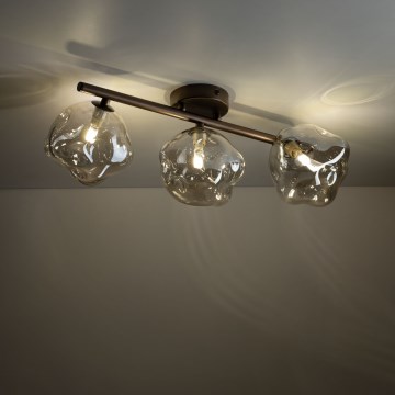 Brilagi - Lustre plafonnier VULCANO 3xG9/8W/230V bronze / beige fumé