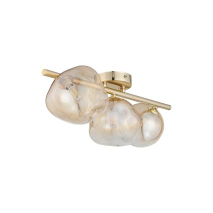 Brilagi - Lustre plafonnier VULCANO 3xG9/8W/230V doré/beige fumé