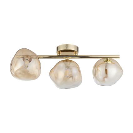 Brilagi - Lustre plafonnier VULCANO 3xG9/8W/230V doré/beige fumé