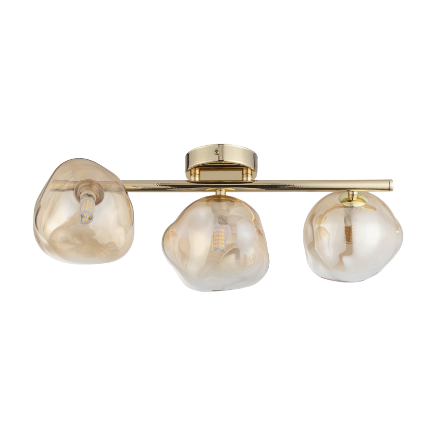 Brilagi - Lustre plafonnier VULCANO 3xG9/8W/230V doré/beige fumé