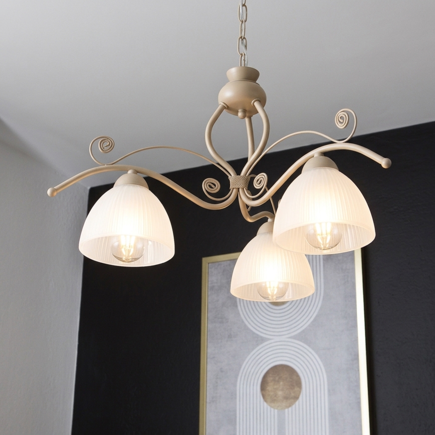 Brilagi - Lustre sur chaîne ANTICO MODERN 3xE27/60W/230V beige