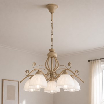 Brilagi - Lustre sur chaîne ANTICO MODERN 5xE27/60W/230V beige