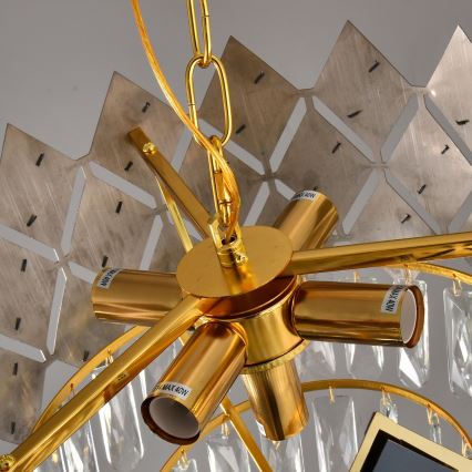 Brilagi - Lustre sur chaîne CRISTAL 5xE14/40W/230V diam. 38 cm doré/noir