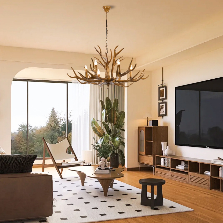 Brilagi - Lustre sur chaîne DEER 6xE14/10W/230V Ø 102 cm à décor de bois de cerf