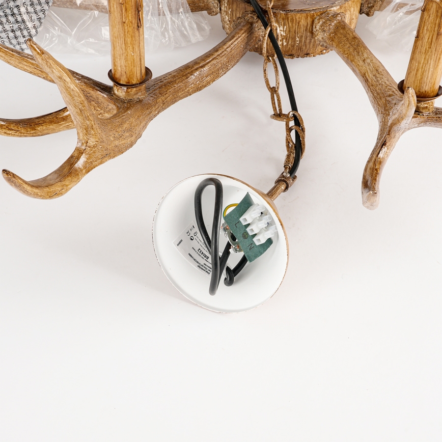 Brilagi - Lustre sur chaîne DEER 6xE14/10W/230V Ø 102 cm à décor de bois de cerf