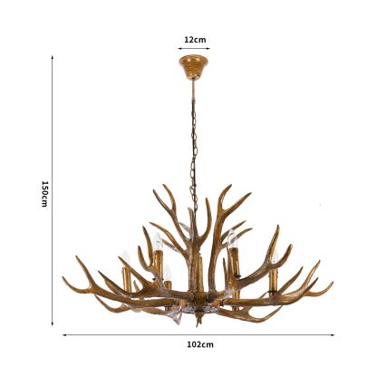 Brilagi - Lustre sur chaîne DEER 6xE14/10W/230V Ø 102 cm à décor de bois de cerf