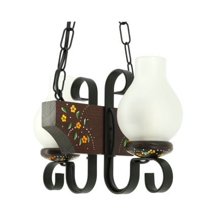 Brilagi - Lustre sur chaîne QUEEN 2xE14/40W/230V hêtre/wengé