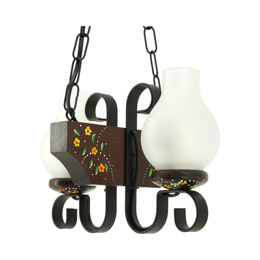 Brilagi - Lustre sur chaîne QUEEN 2xE14/40W/230V hêtre/wengé