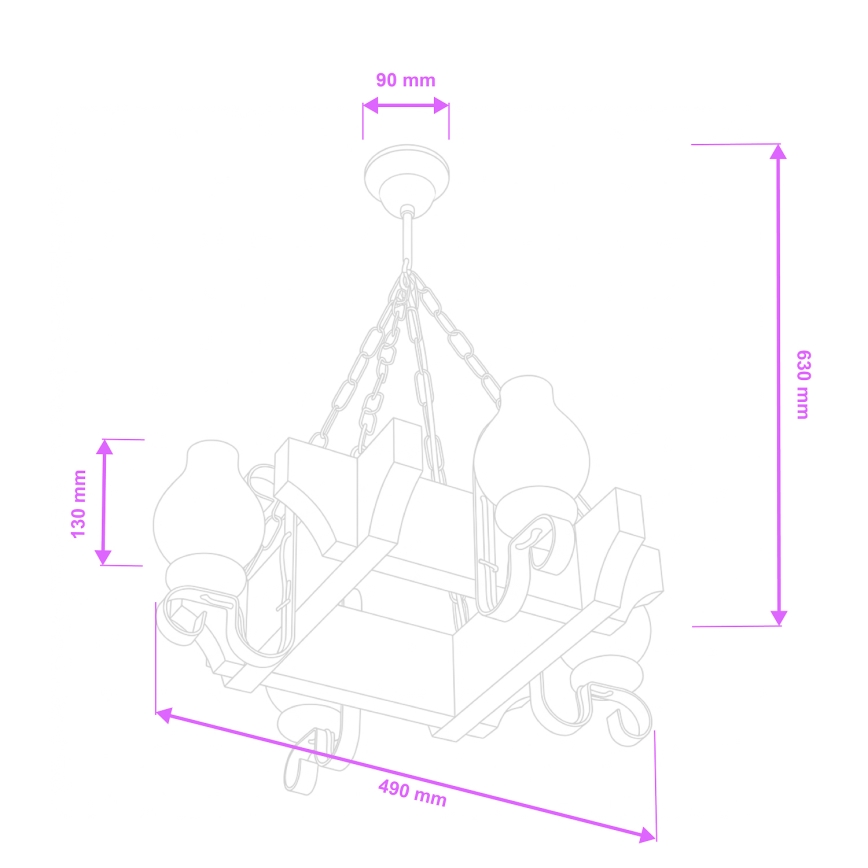 Brilagi - Lustre sur chaîne QUEEN 4xE14/40W/230V hêtre/crème