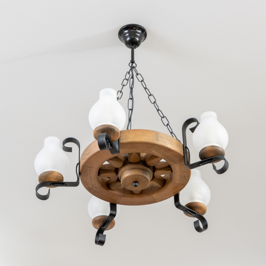 Brilagi - Lustre sur chaîne ROATA 5xE14/40W/230V Ø 50 cm hêtre