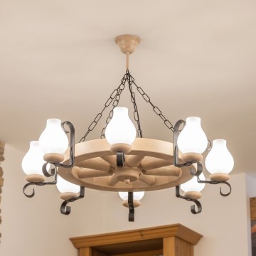 Brilagi - Lustre sur chaîne ROATA 8xE14/40W/230V chêne