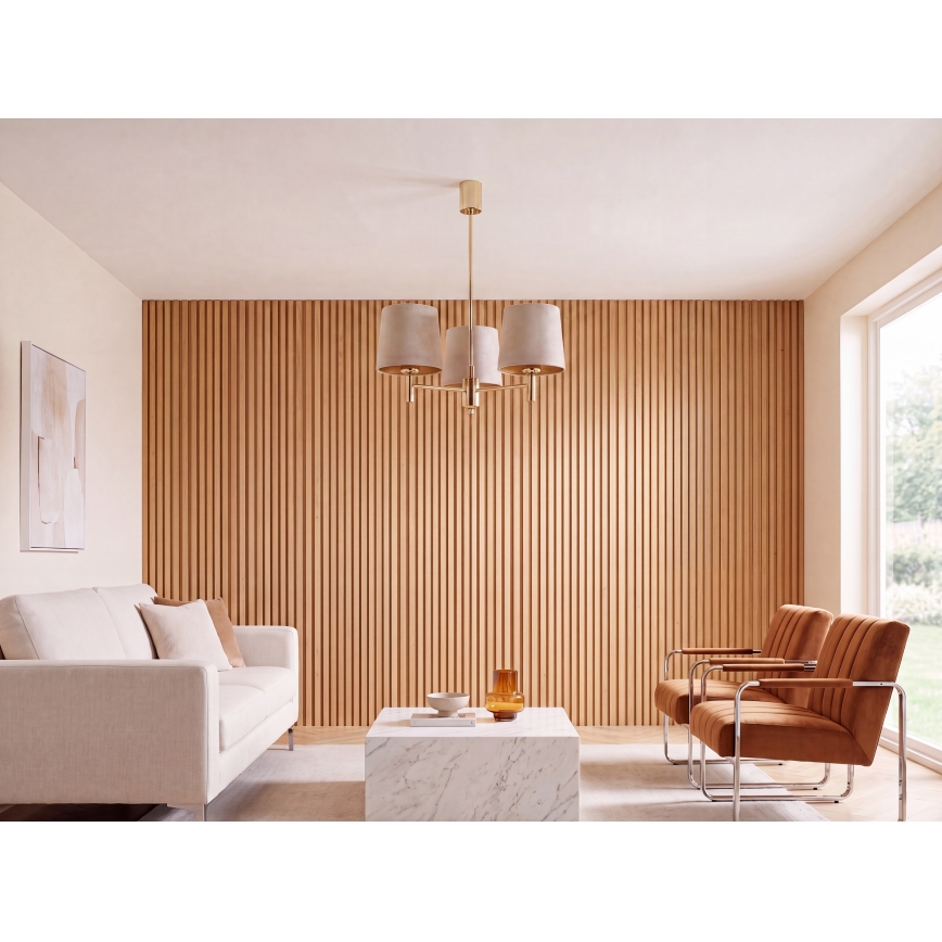 Brilagi - Lustre sur tige MONTE 3xE27/15W/230V beige/doré