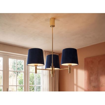 Brilagi - Lustre sur tige MONTE 3xE27/60W/230V bleu/doré