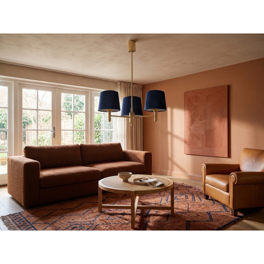 Brilagi - Lustre sur tige MONTE 3xE27/60W/230V bleu/doré