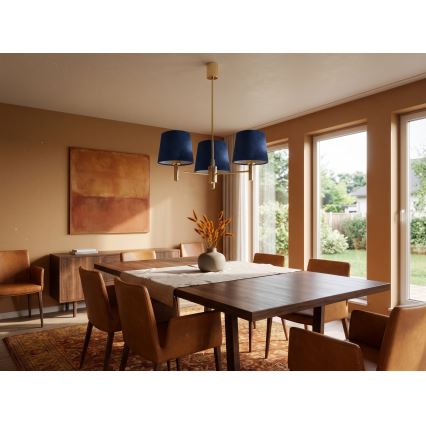 Brilagi - Lustre sur tige MONTE 3xE27/60W/230V bleu/doré