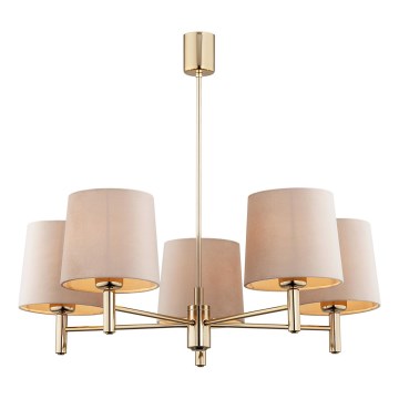 Brilagi - Lustre sur tige MONTE 5xE27/15W/230V beige/doré