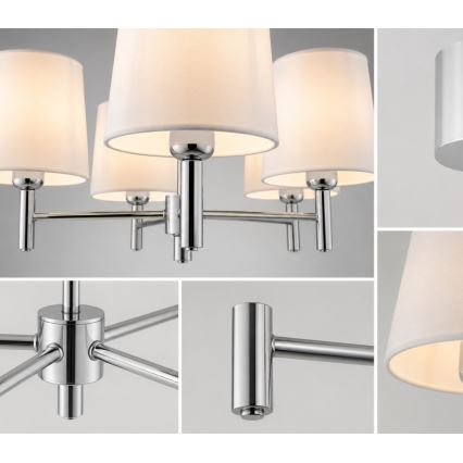 Brilagi - Lustre sur tige MONTE 5xE27/15W/230V crème/chrome brillant