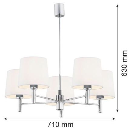 Brilagi - Lustre sur tige MONTE 5xE27/15W/230V crème/chrome brillant