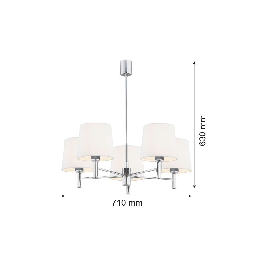 Brilagi - Lustre sur tige MONTE 5xE27/15W/230V crème/chrome brillant