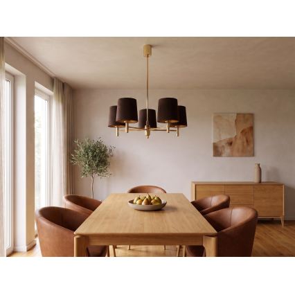 Brilagi - Lustre sur tige MONTE 5xE27/15W/230V marron/doré