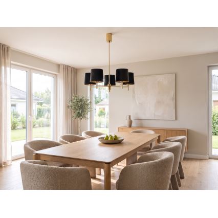 Brilagi - Lustre sur tige MONTE 5xE27/15W/230V noir/doré
