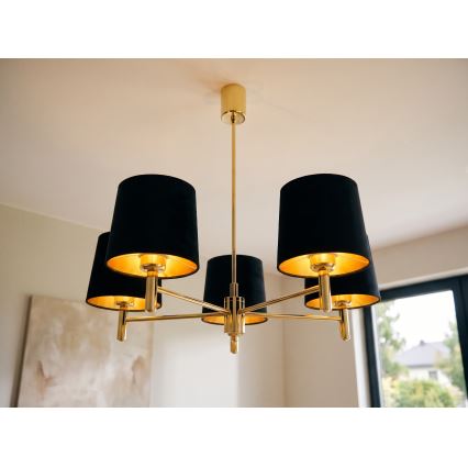 Brilagi - Lustre sur tige MONTE 5xE27/15W/230V noir/doré