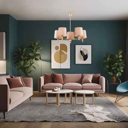 Brilagi - Lustre sur tige MONTE 5xE27/60W/230V beige/doré
