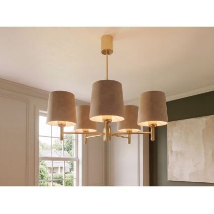 Brilagi - Lustre sur tige MONTE 5xE27/60W/230V beige/doré