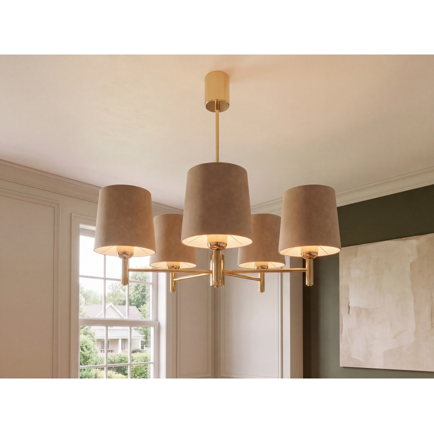 Brilagi - Lustre sur tige MONTE 5xE27/60W/230V beige/doré