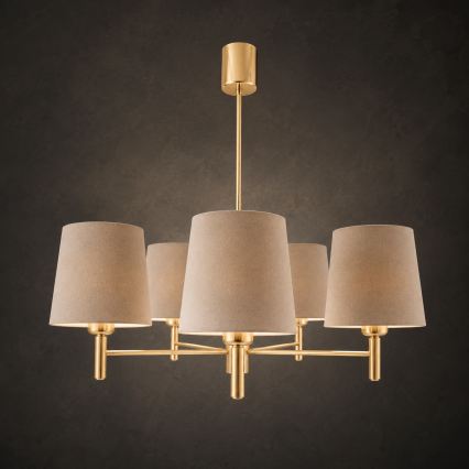 Brilagi - Lustre sur tige MONTE 5xE27/60W/230V beige/doré