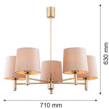 Brilagi - Lustre sur tige MONTE 5xE27/60W/230V beige/doré