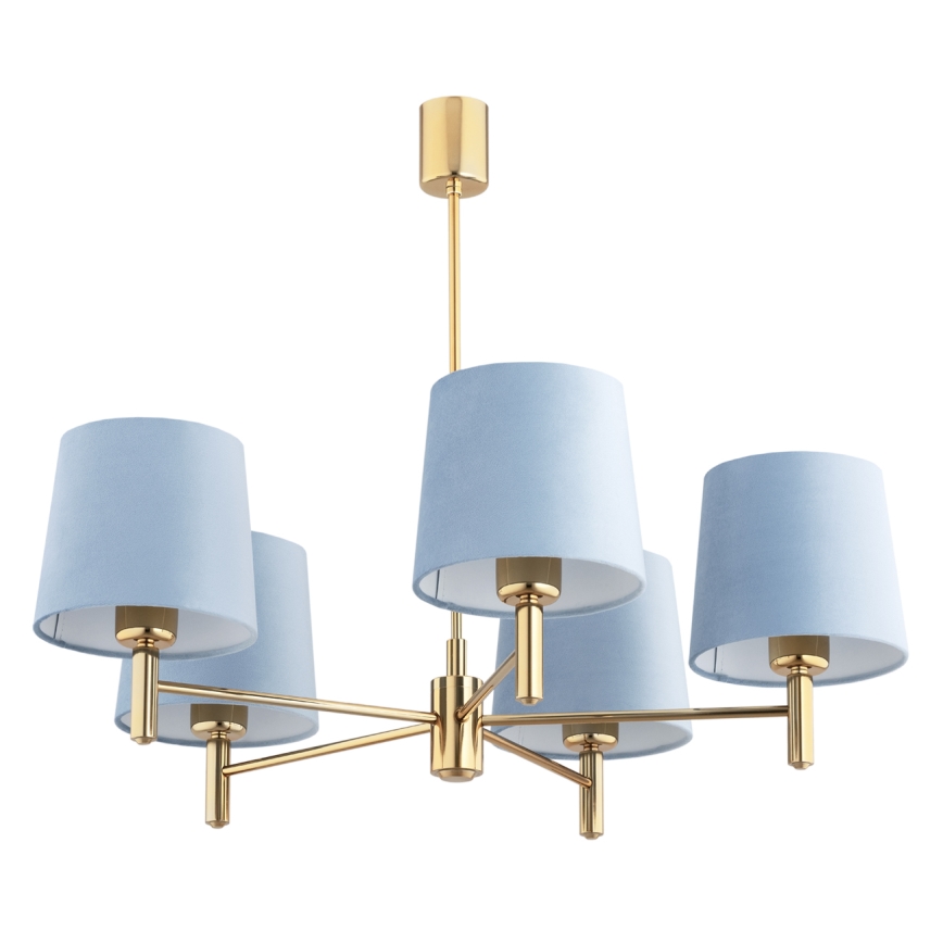 Brilagi - Lustre sur tige MONTE 5xE27/60W/230V bleu/doré