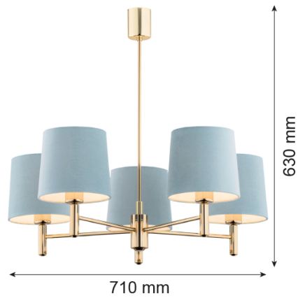 Brilagi - Lustre sur tige MONTE 5xE27/60W/230V bleu/doré