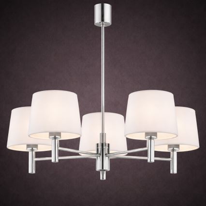 Brilagi - Lustre sur tige MONTE 5xE27/60W/230V crème/chrome brillant
