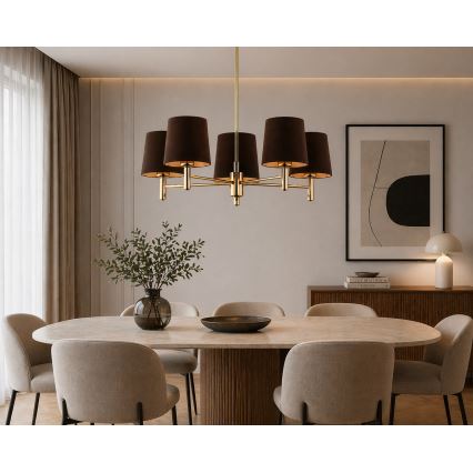Brilagi - Lustre sur tige MONTE 5xE27/60W/230V marron/doré