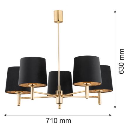 BRILAGI - Lustre sur tige MONTE 5xE27/60W/230V noir/doré