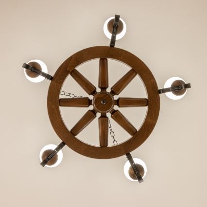 Brilagi - Lustre suspendu à chaîne ROATA 5xE14/40W/230V Ø 70 cm hêtre/noyer