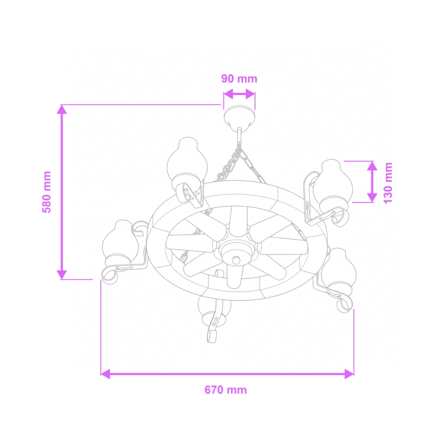 Brilagi - Lustre suspendu à chaîne ROATA 5xE14/40W/230V Ø 70 cm hêtre/noyer