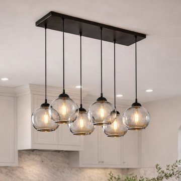 Brilagi - Lustre suspendu sur câble 6xE27/60W/230V noir/gris fumé