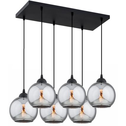 Brilagi - Lustre suspendu sur câble DIOR 6xE27/60W/230V noir/gris fumé