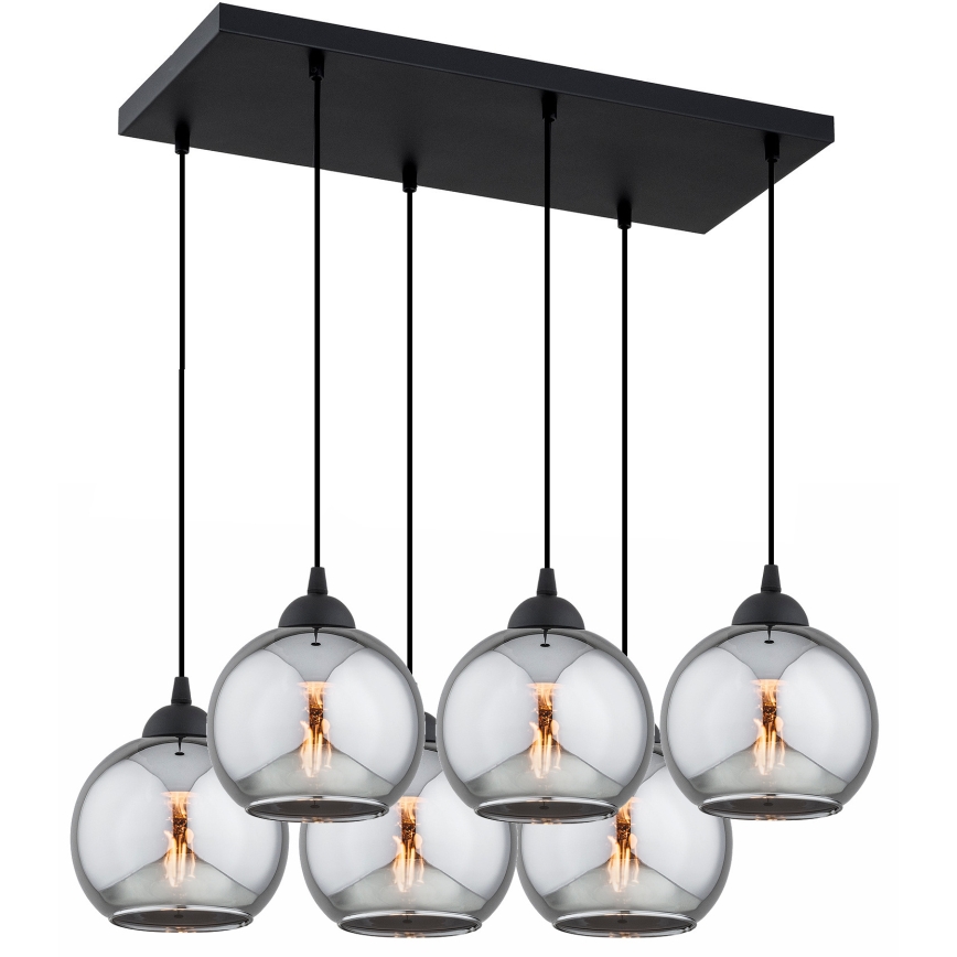 Brilagi - Lustre suspendu sur câble DIOR 6xE27/60W/230V noir/gris fumé