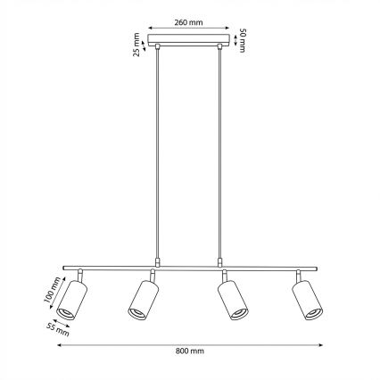 Brilagi - Lustre suspendu sur câble SELE 4xGU10/30W/230V noir