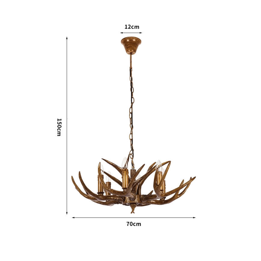 Brilagi - Lustre suspendu sur chaîne DEER 6xE14/10W/230V Ø 70 cm en forme de bois de cerf