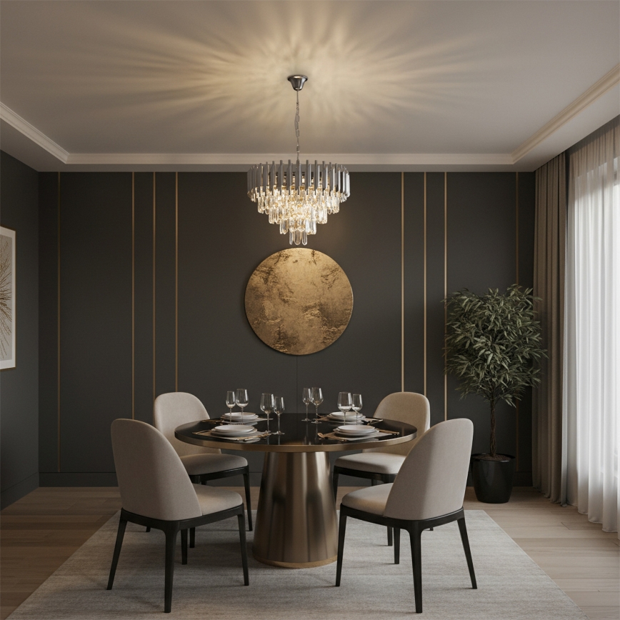 Brilagi - Lustre suspendu sur chaîne ECLIPSE 7xE14/10W/230V Ø 48 cm argenté