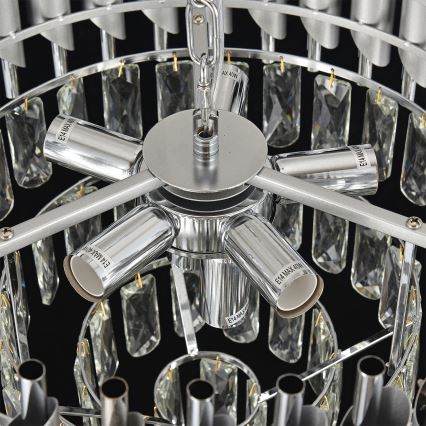 Brilagi - Lustre suspendu sur chaîne ECLIPSE 7xE14/10W/230V Ø 48 cm argenté