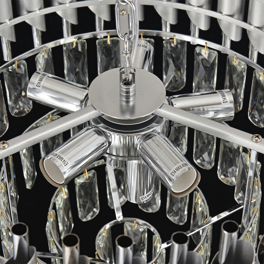 Brilagi - Lustre suspendu sur chaîne ECLIPSE 7xE14/10W/230V Ø 48 cm argenté