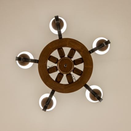Brilagi - Lustre suspendu sur chaîne ROATA 5xE14/40W/230V Ø 50 cm hêtre/noyer