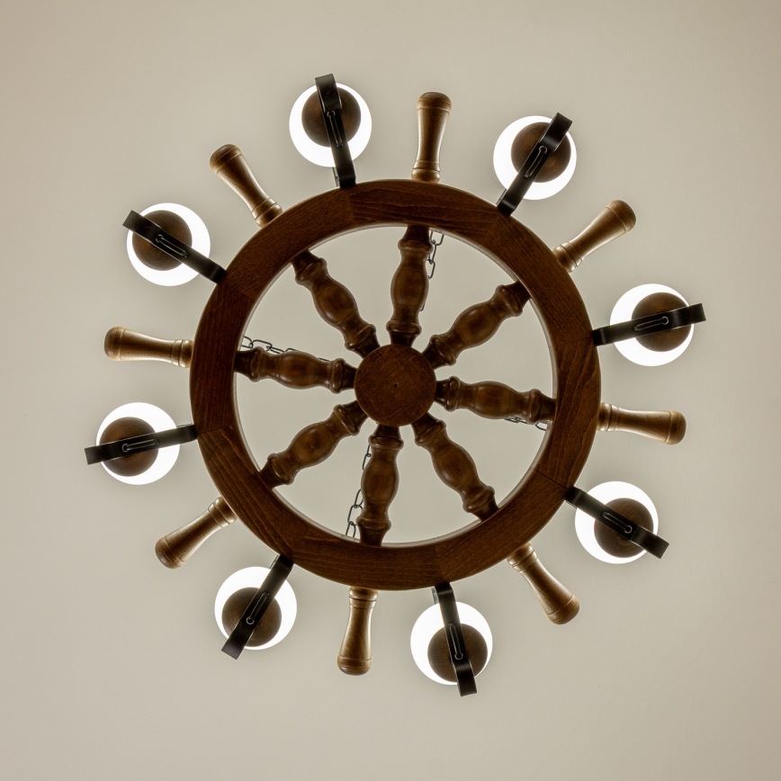 Brilagi - Lustre suspendu sur chaîne TIMONA 8xE14/40W/230V Ø 70 cm hêtre/noyer