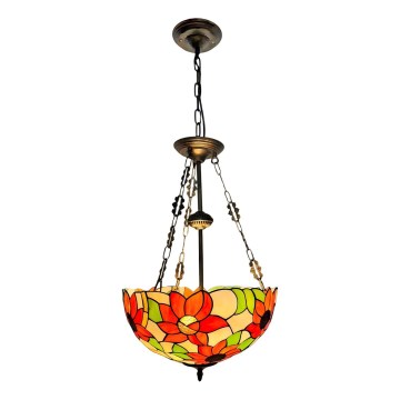 Brilagi - Lustre Tiffany en vitrail SUNFLOWER suspendu par une chaîne 3xE27/60W/230V Ø 50 cm